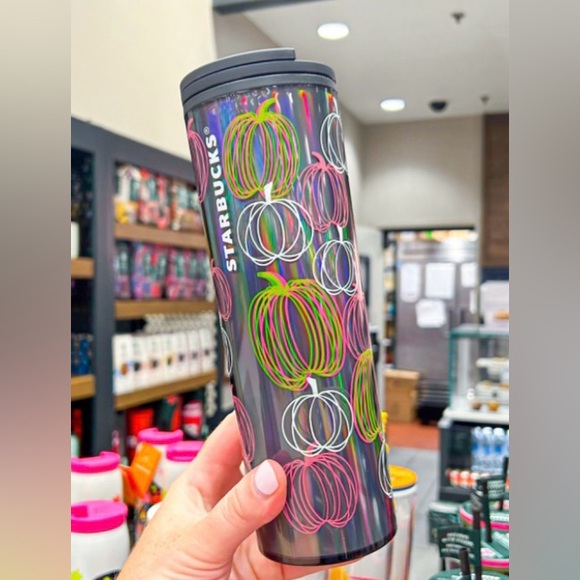 Starbucks Halloween Pumpkin GITD Cup Glow in Dark Iridescent Hot Tumbler 16oz - Picture 14 of 14